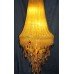 Tall Contemporary Amber Bead & Crystal Chandelier