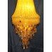 Tall Contemporary Amber Bead & Crystal Chandelier