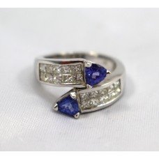 Tanzanite & Diamond Crossover White Gold Ring