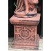 Terracotta Finish Composite Stone Garden Statue on Pedestal