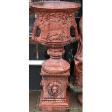 Pair of Heavy Terracotta Style Classical Garden Urns