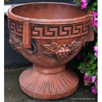 Pair of Heavy Terracotta Style Greek Urns