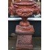 Pair of Heavy Terracotta Style Rams Head Garden Urns on Base