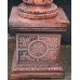 Pair of Heavy Terracotta Style Rams Head Garden Urns on Base