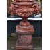 Pair of Heavy Terracotta Style Rams Head Garden Urns on Base