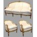 Ornate Upholstered French Empire Style Three Piece Suite