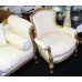 Three Piece Silk Upholstered Carved Giltwood Suite