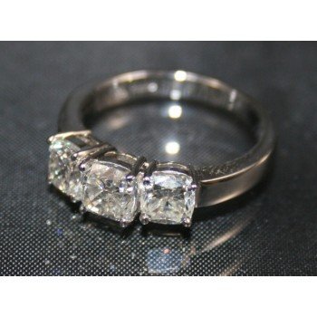 Fine Three Stone Diamond 18ct White Gold Ring