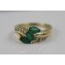 Three Stone Emerald & Diamond 14ct Ring