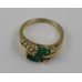 Three Stone Emerald & Diamond 14ct Ring