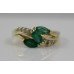 Three Stone Emerald & Diamond 14ct Ring