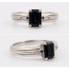 Emerald Cut Tourmaline 14ct White Gold Ring