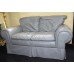 Two Seater Sage Green Leather Sofa & Pouffe Ottoman