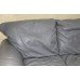 Two Seater Sage Green Leather Sofa & Pouffe Ottoman