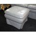 Two Seater Sage Green Leather Sofa & Pouffe Ottoman
