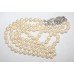 Very Fine Double Row Pearl Necklet with Diamond Clasp