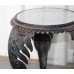 Very Heavy Small Vintage Cast Iron Table with Marble Top
