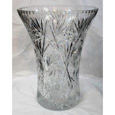 Very Large Cut Glass Crystal Flared Vase