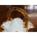 Victorian Amber & Milk Glass Scalloped Handled Basket