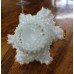 Victorian Amber & Milk Glass Scalloped Handled Basket