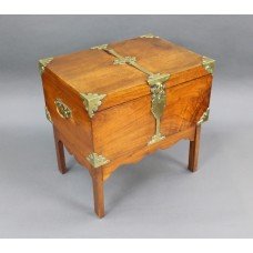 Victorian Brass Bound Walnut Travelling Chest on Folding Legs