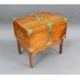 Victorian Brass Bound Walnut Travelling Chest on Folding Legs
