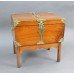 Victorian Brass Bound Walnut Travelling Chest on Folding Legs
