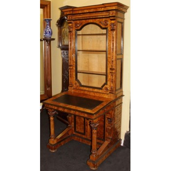 Fine Victorian Burr Walnut Bookcase Davenport c.1840