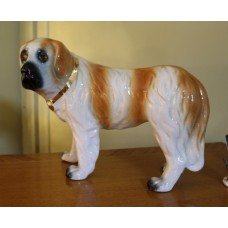 Victorian Staffordshire Glazed Ceramic Model of St Bernard Dog