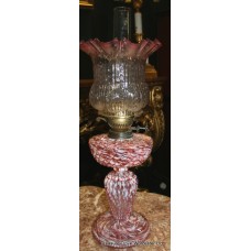 Early Victorian Glass Duplex Burner Oil Lamp