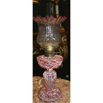 Early Victorian Glass Duplex Burner Oil Lamp