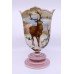 Victorian Hand Painted Stag Opaline Glass Vase
