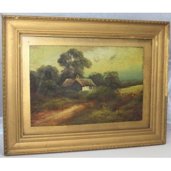 Victorian Landscape Set in Gilt Frame Oil on Board