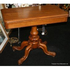 Victorian Carved Oak Fold Over Games Table