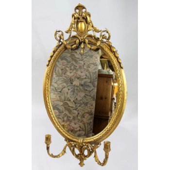 Victorian Oval Gilt Gesso Girandole Mirror