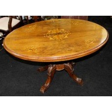 Victorian Oval Inlaid Tilt Top Table