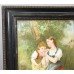 Victorian Painting on Porcelain Set in Ebonized Gilt Frame