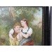 Victorian Painting on Porcelain Set in Ebonized Gilt Frame