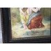 Victorian Painting on Porcelain Set in Ebonized Gilt Frame