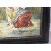 Victorian Painting on Porcelain Set in Ebonized Gilt Frame