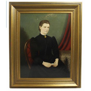 Victorian Portrait Lady in Mourning Set in Gilt Frame Victorian Portrait Lady in Mourning Set in Gilt Frame