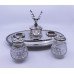 Victorian Silver Plate & Cut Glass Inkwell