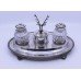 Victorian Silver Plate & Cut Glass Inkwell