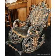 Heavily Carved 19th c. Sleigh Rocking Chair