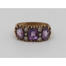 Victorian Style Amethyst & Gemstone 9ct Gold Ring 