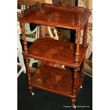 Victorian Three Tier Walnut Whatnot Shelves