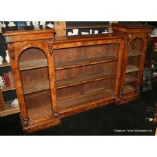 Antique Victorian Burr Walnut Bookcase c.1860