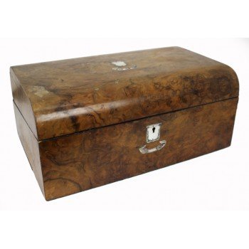 Victorian Walnut Mother of Pearl Inlaid Writing Box