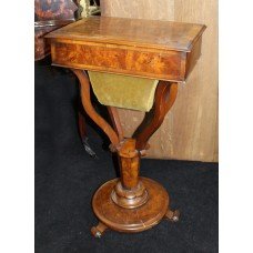 Victorian Walnut Sewing Works Table