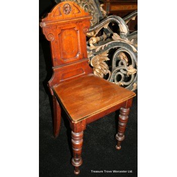 Antique Victorian Mahogany Carved Hall Chair